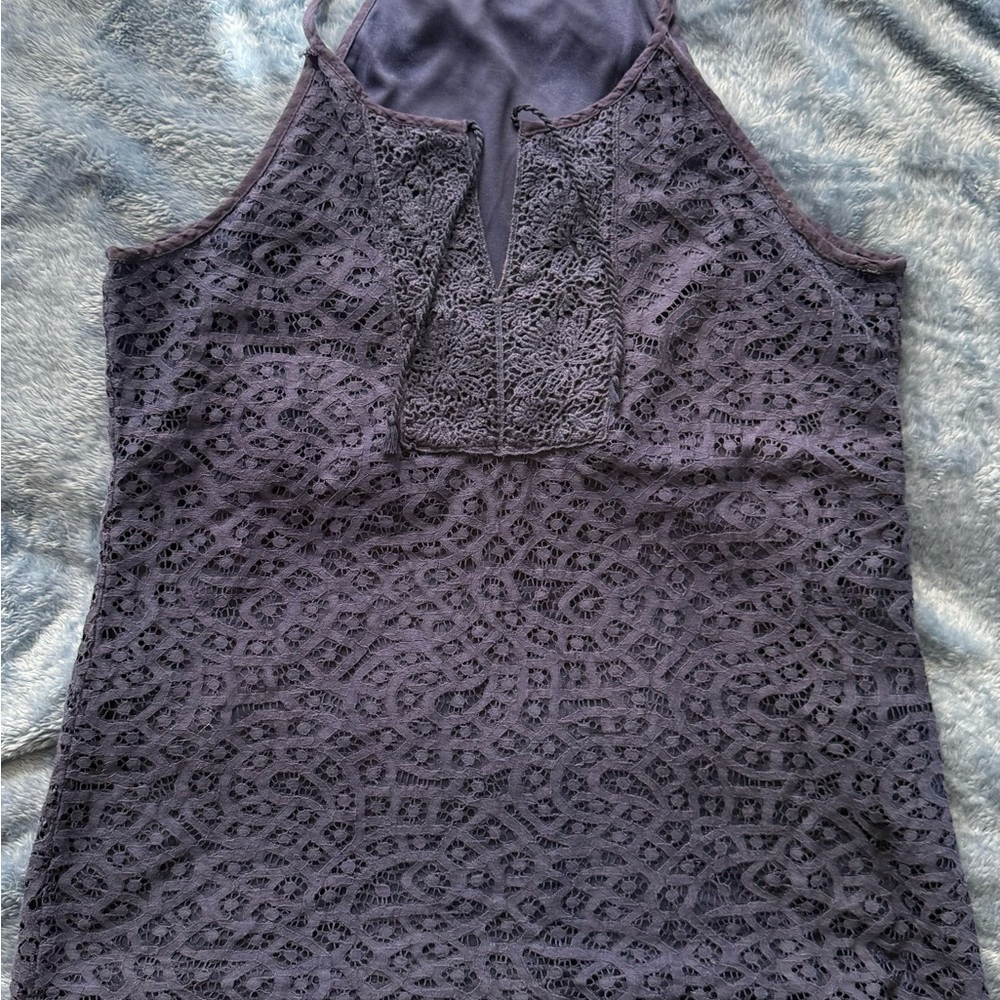 Elegant Lace Halter Top - Navy Blue